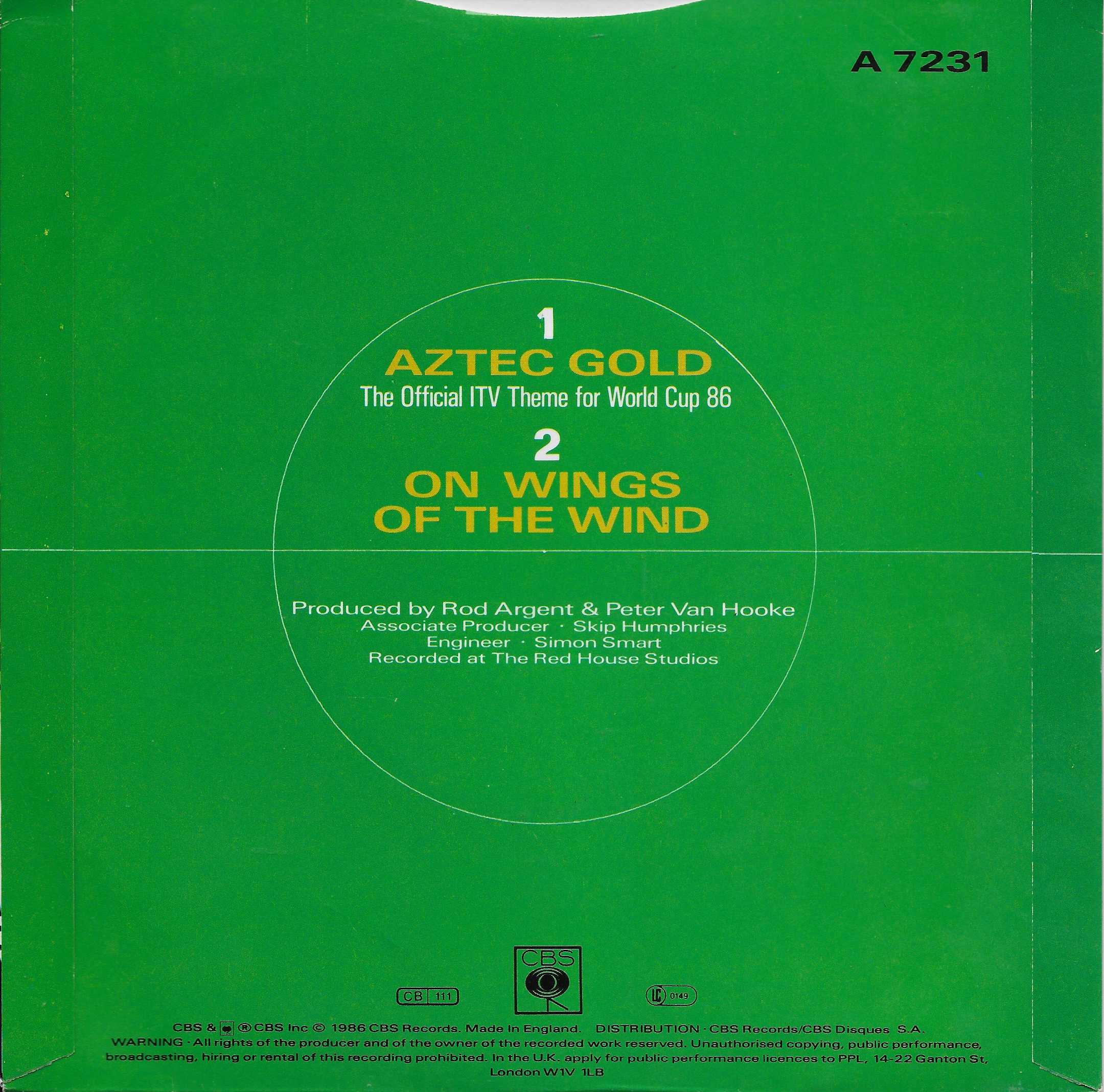 Picture of A 7231 Aztec gold (ITV World Cup theme (1986)) by artist R. Argent / P. Van Hooke from ITV, Channel 4 and Channel 5 library